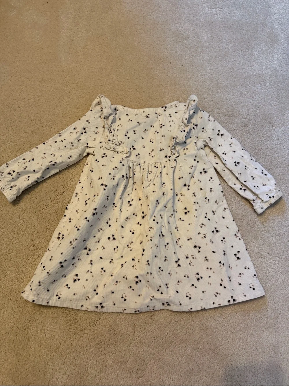 Carter's Cream Floral Ruffle Long-Sleeve Dress